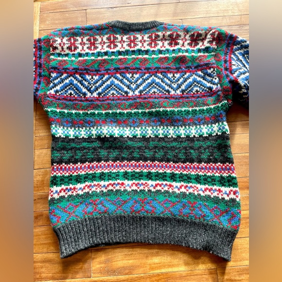 Vintage 1980’s Robert Stock Mens Shetland 100% Wool Ski Sweater, XL - Picture 3 of 8